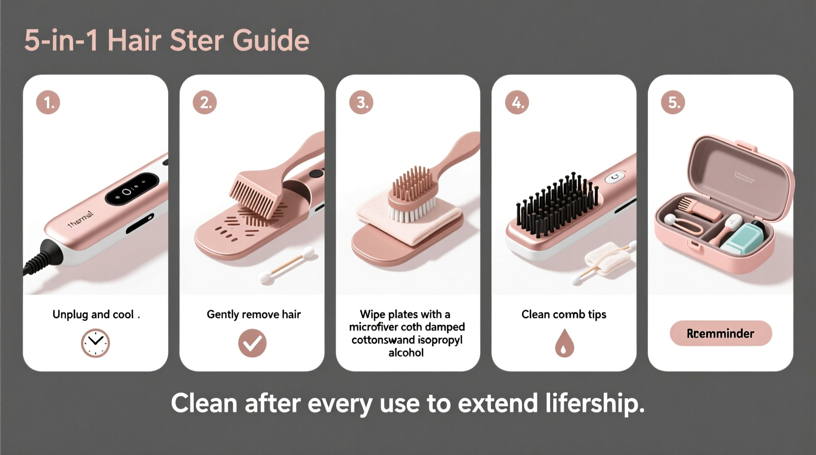 step by step guide to effectively clean and maintain your 5 in 1 hair styling set