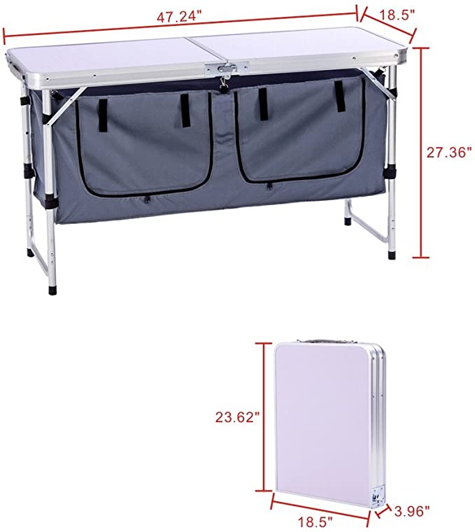 Portable Camping Kitchen Table Aluminum Lightweight Multifunctional Camping Kitchen Table BBQ Party Camping Kitchen Cupboard