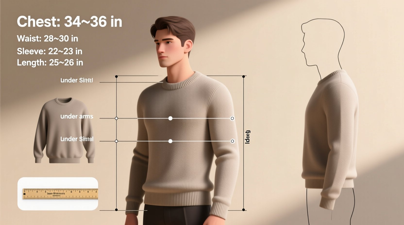 how to measure and select the ideal sweater size for a slim flattering fit