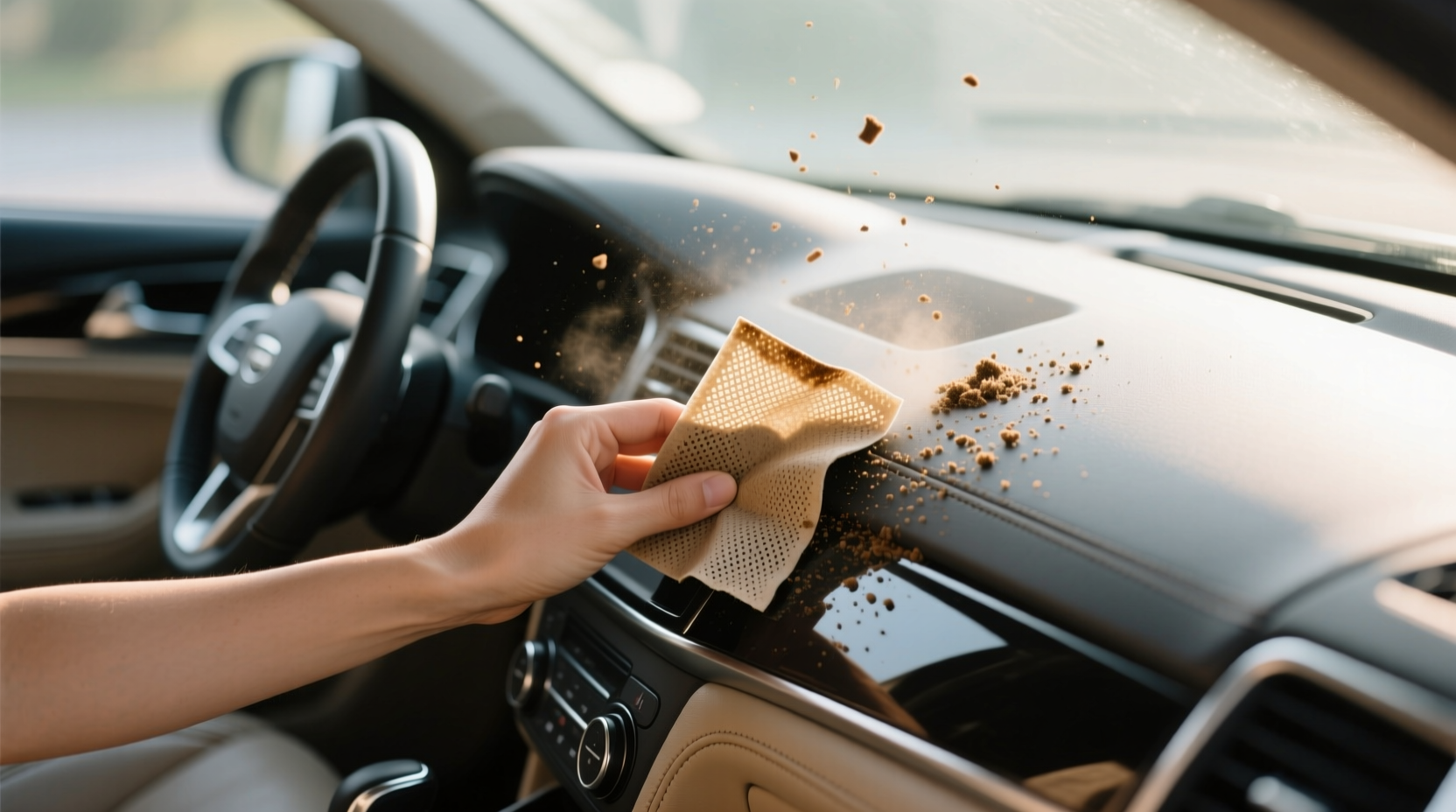 clean the interior of your car with a coffee filter