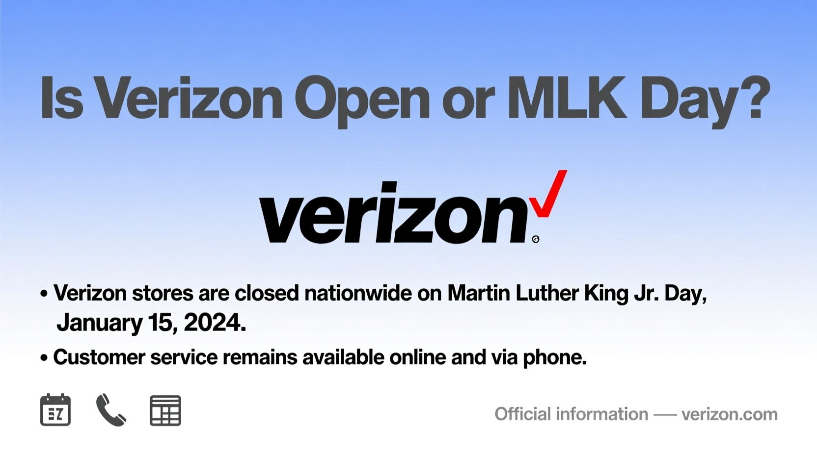 is verizon open on mlk day