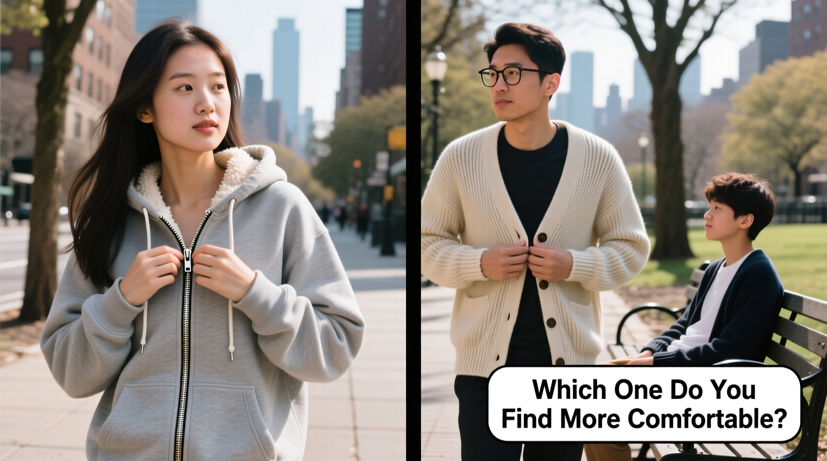 zipper sweatshirt vs cardigan which one do people actually find more comfortable