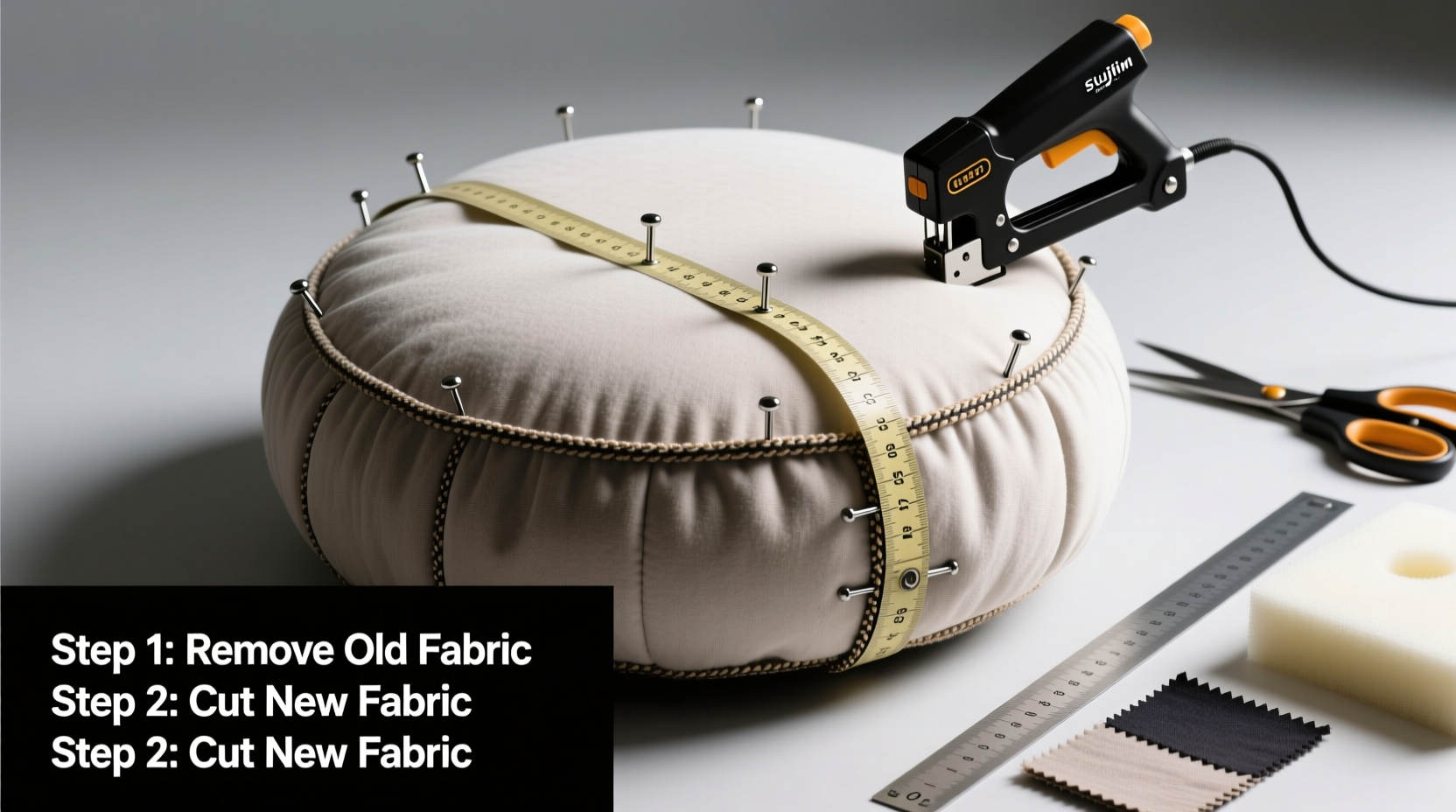 mastering how to upholster a round puff by stapling a step by step diy guide