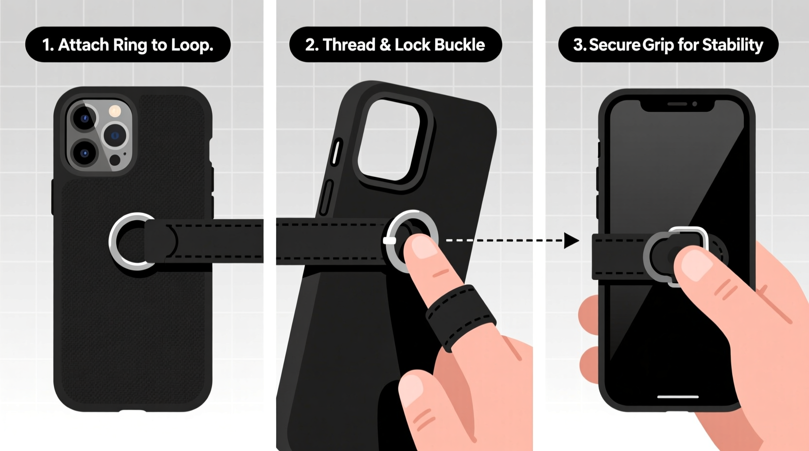 step by step guide to installing a finger strap on your phone case for better grip and security