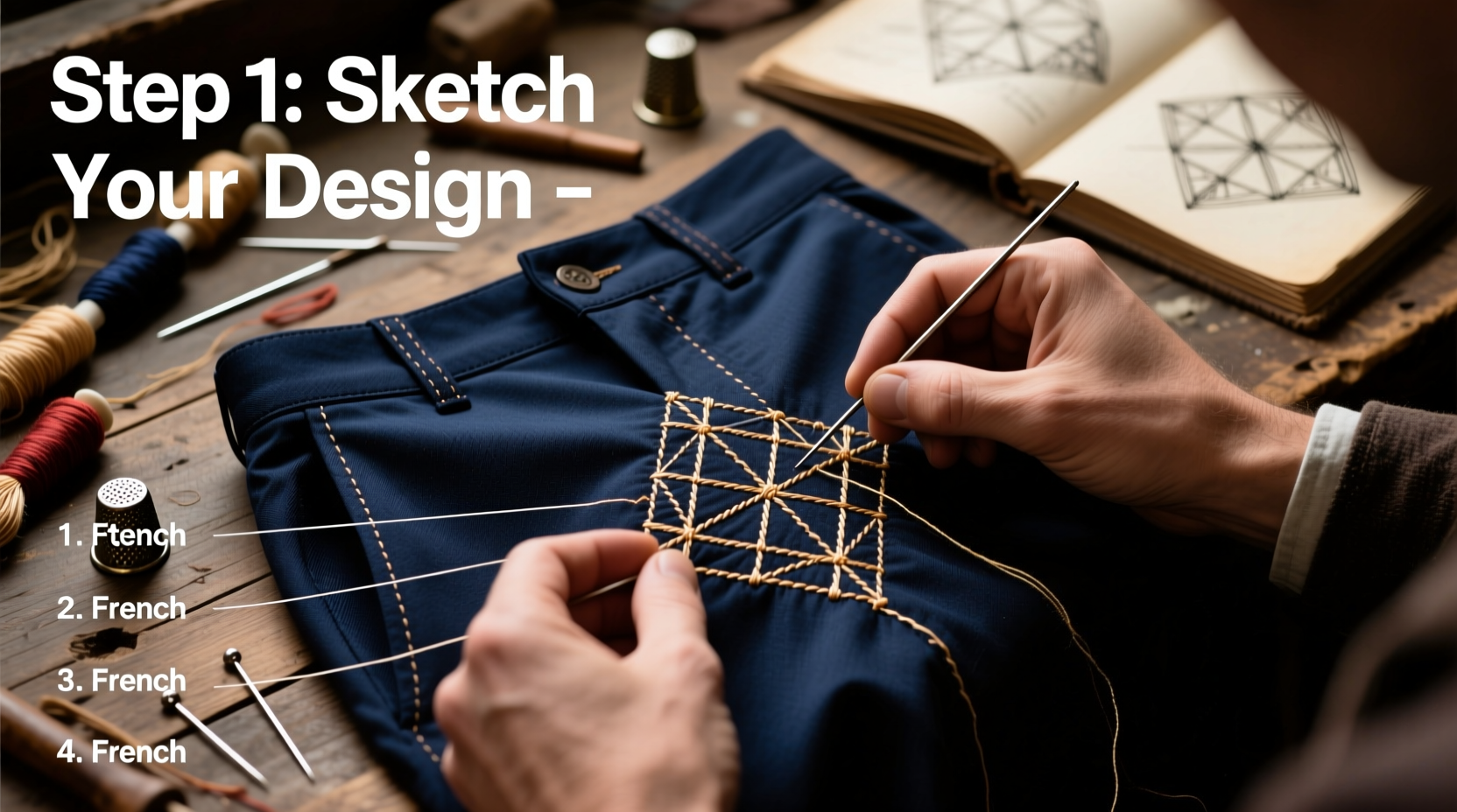 step by step guide to embroidering unique patterns on mens pants for a personalized style