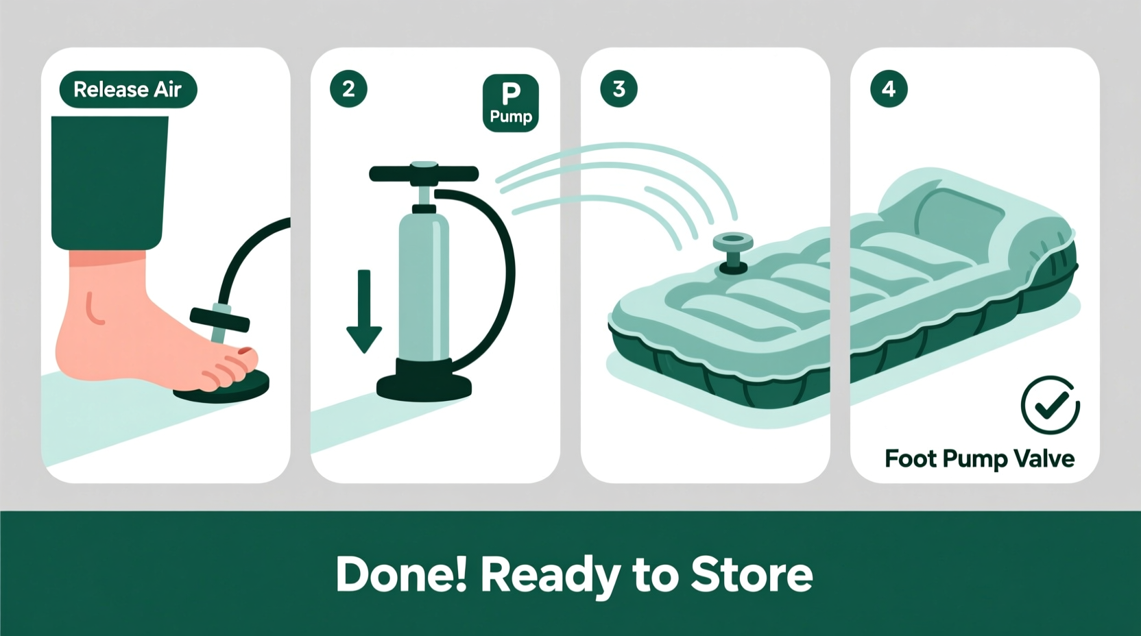 step by step guide to deflating an air bed with a built in foot pump easily and quickly