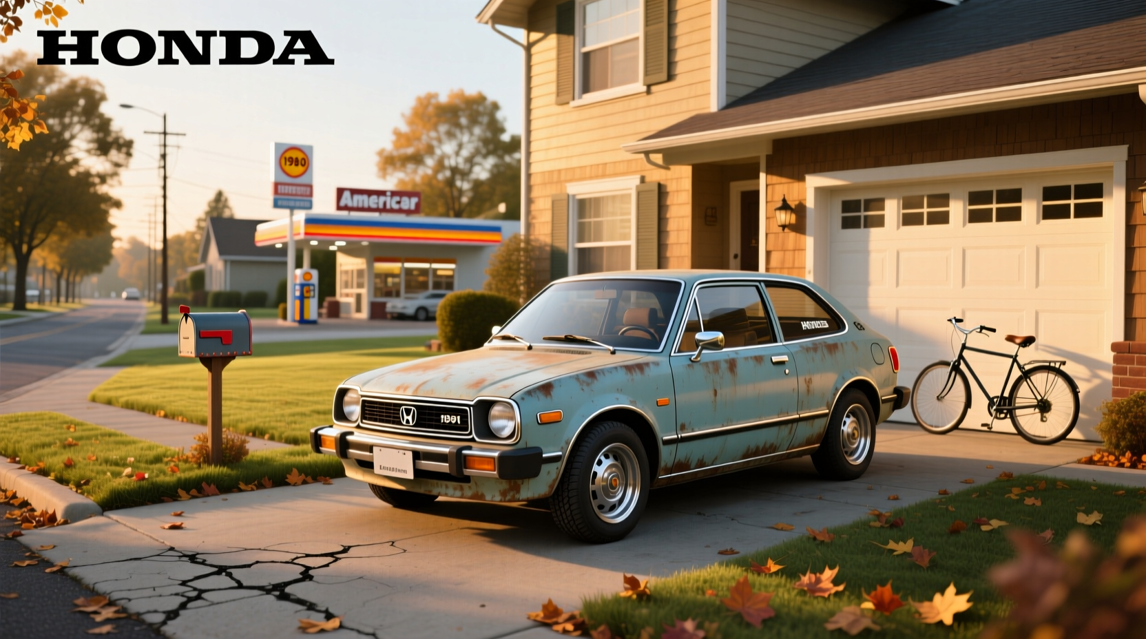 1981 Honda Civic hatchback in original condition on paved road