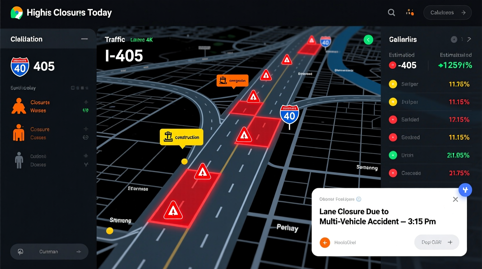 i 405 closure today real time updates reasons for closures