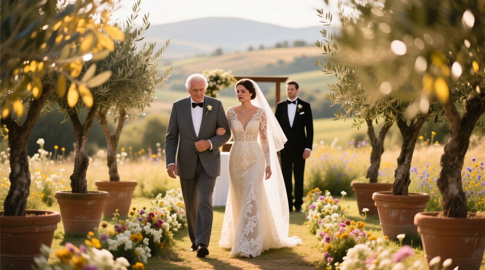 who walks down aisle at wedding