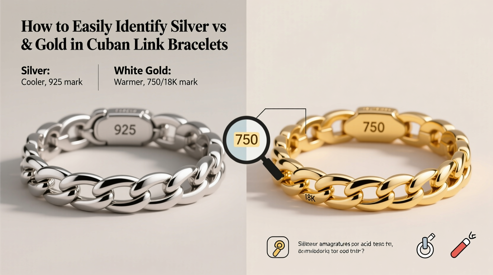 how to easily identify silver vs white gold in cuban link bracelets a practical guide