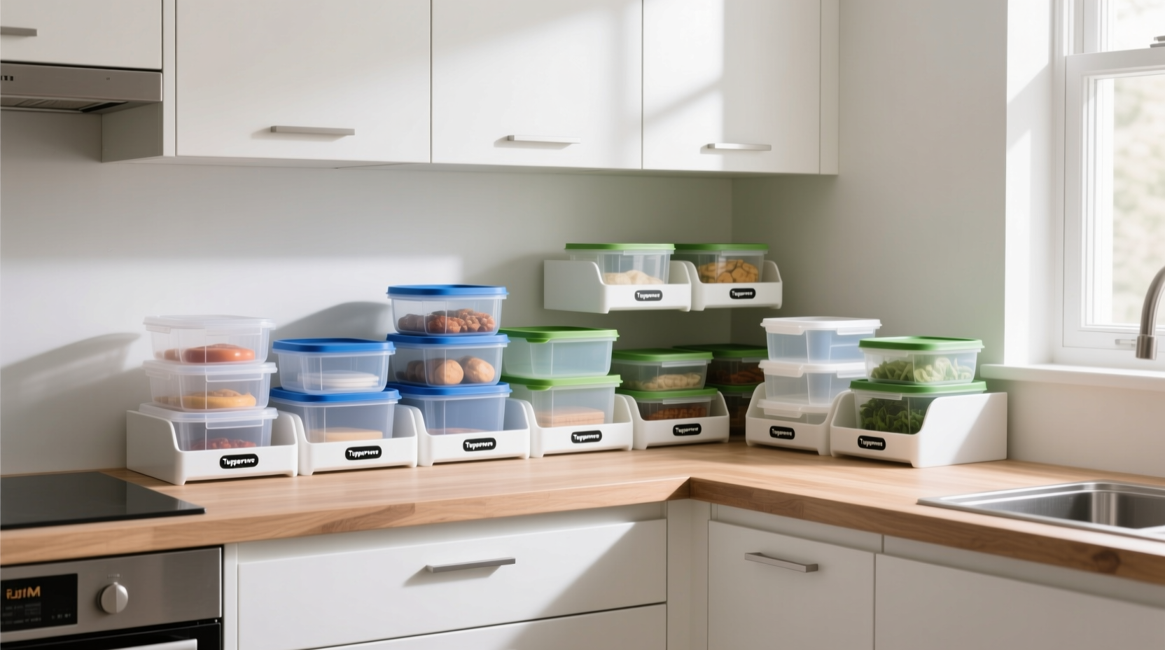 how to organize tupperware and food storage containers