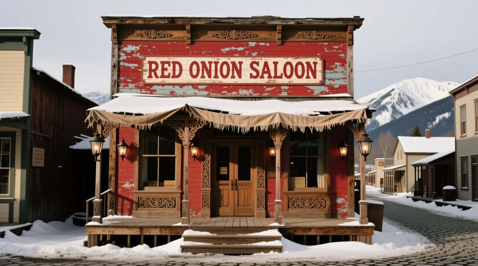 Historic Red Onion Saloon building facade in Skagway