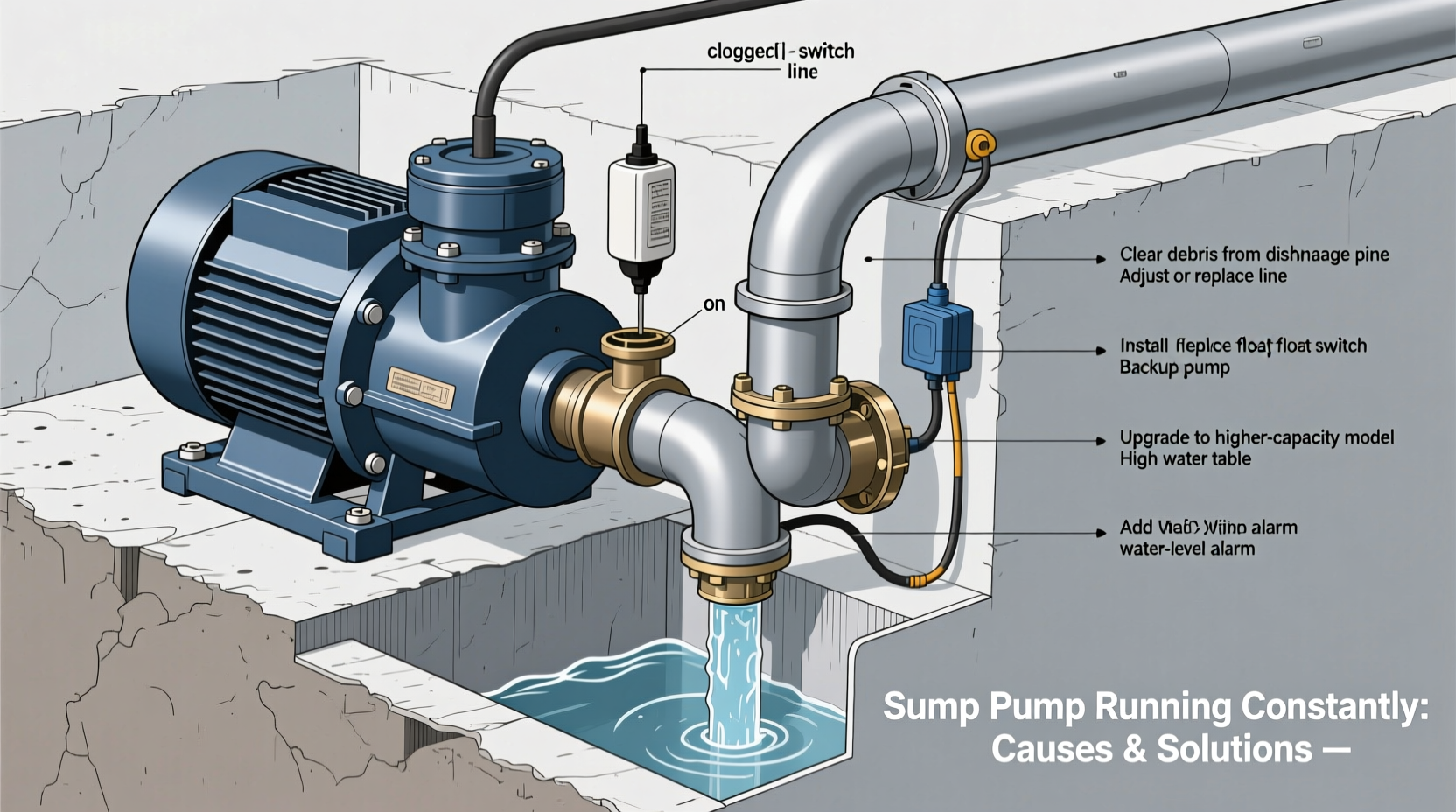 sump pump running constantly reasons solutions