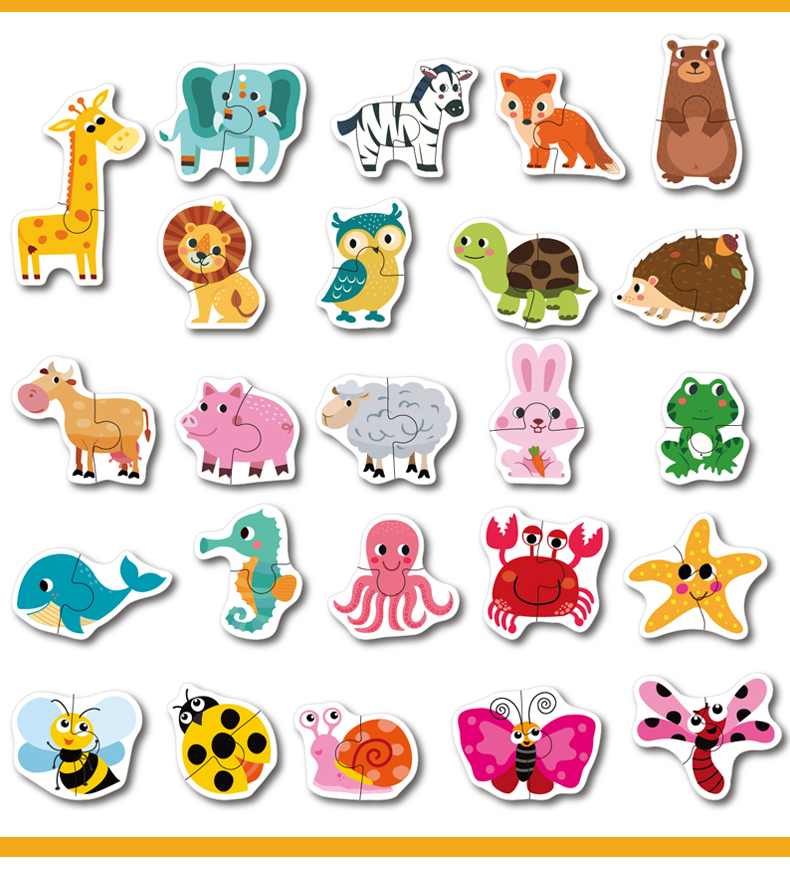 Factory Directly Selling Wooden Animals Fruits Jigsaw Puzzle Toys High Quality Children Preschool Educational Toys