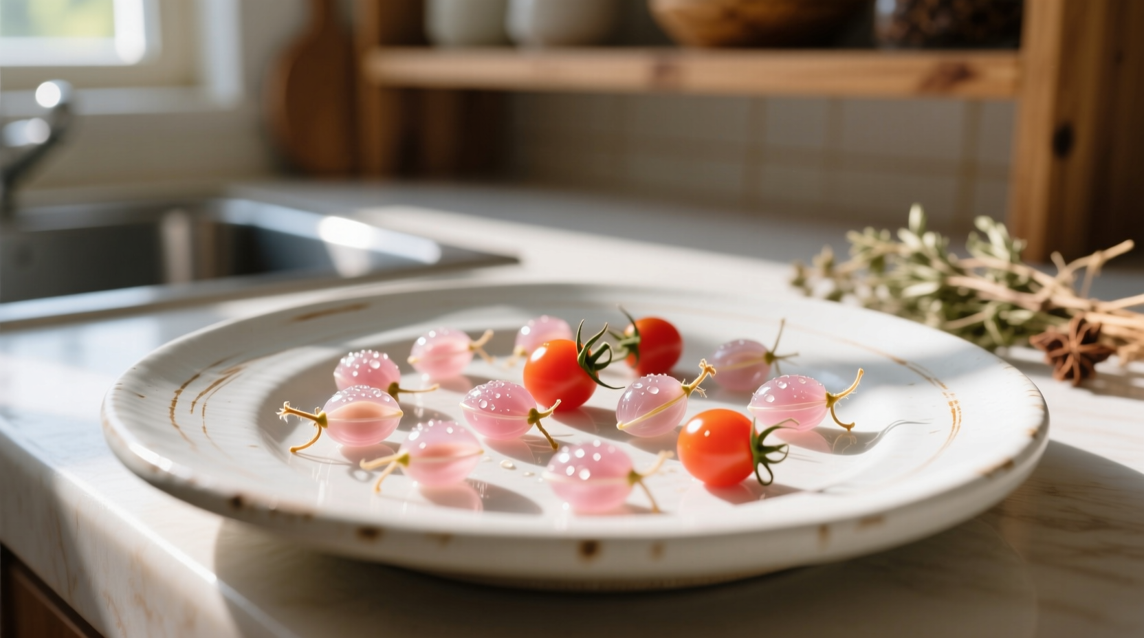 Tomato seeds drying on ceramic plate