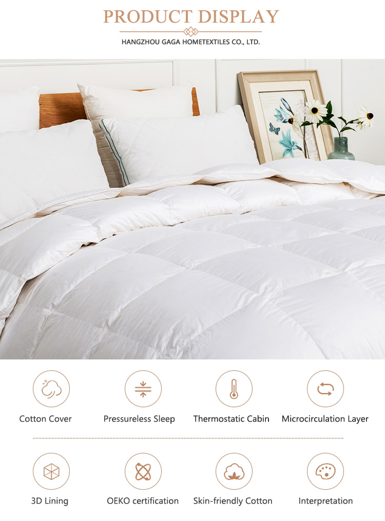 100% cotton high quality Duck Feather Comforter White Goose Down Duvet Quilt with All Sizes