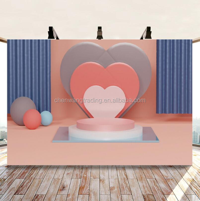 Vintage Wood Photo Backdrop - Red Love Heart Valentine's Day Photography Background 5x3ft