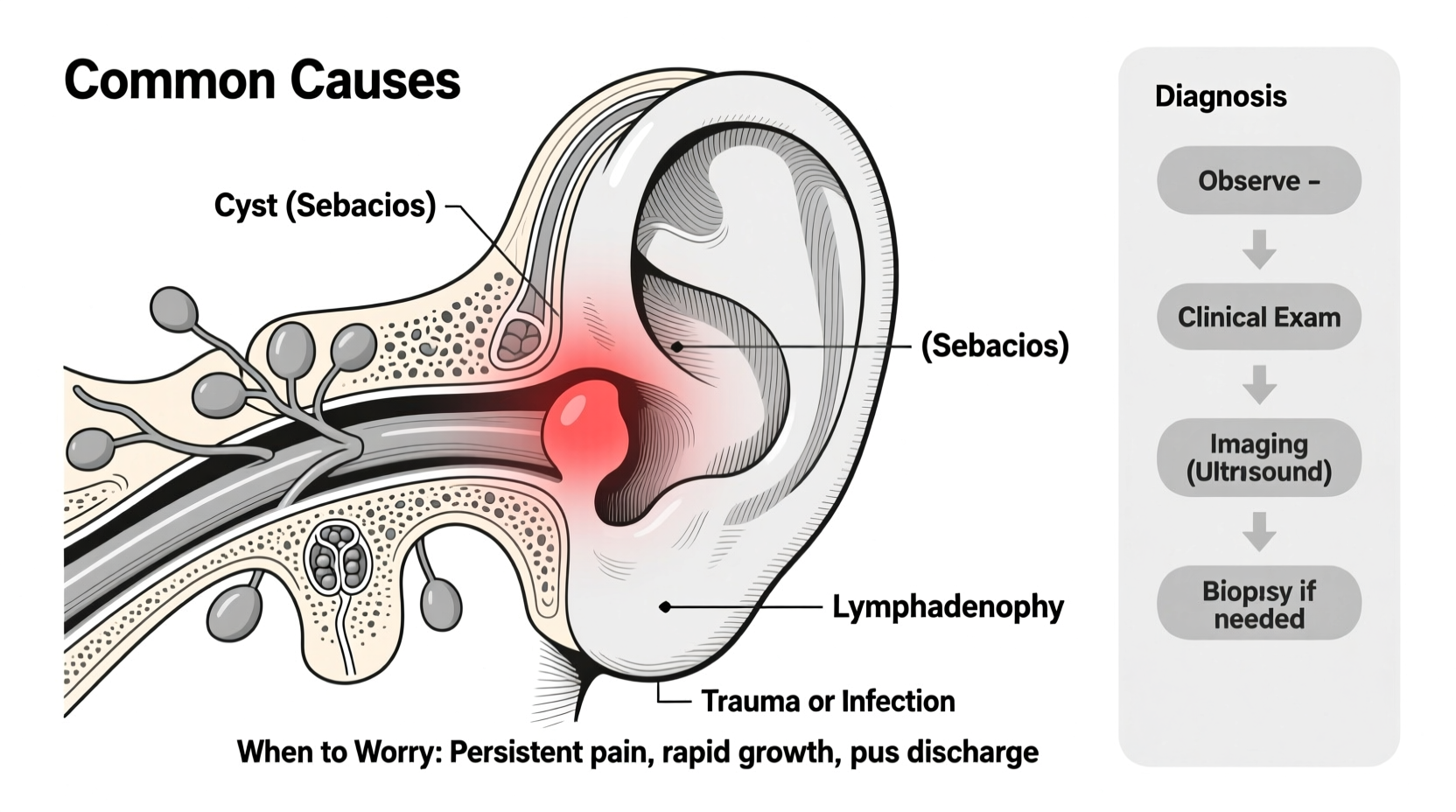 bump behind ear common causes when to worry and diagnosis