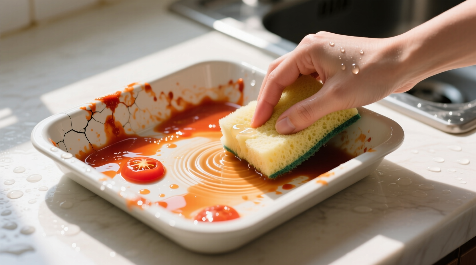 how remove tomato stains food containers