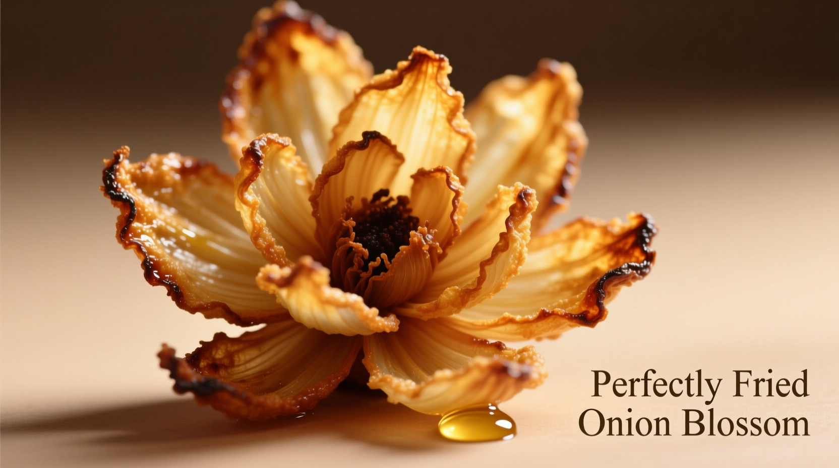 Perfectly fried onion blossom with golden petals