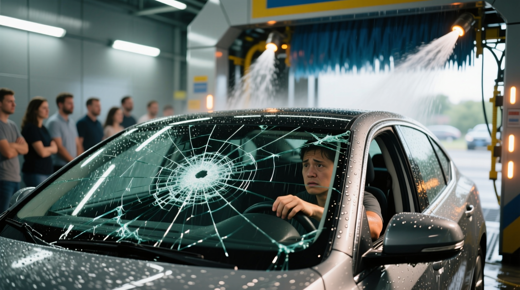 can you get a car wash with a cracked windshield