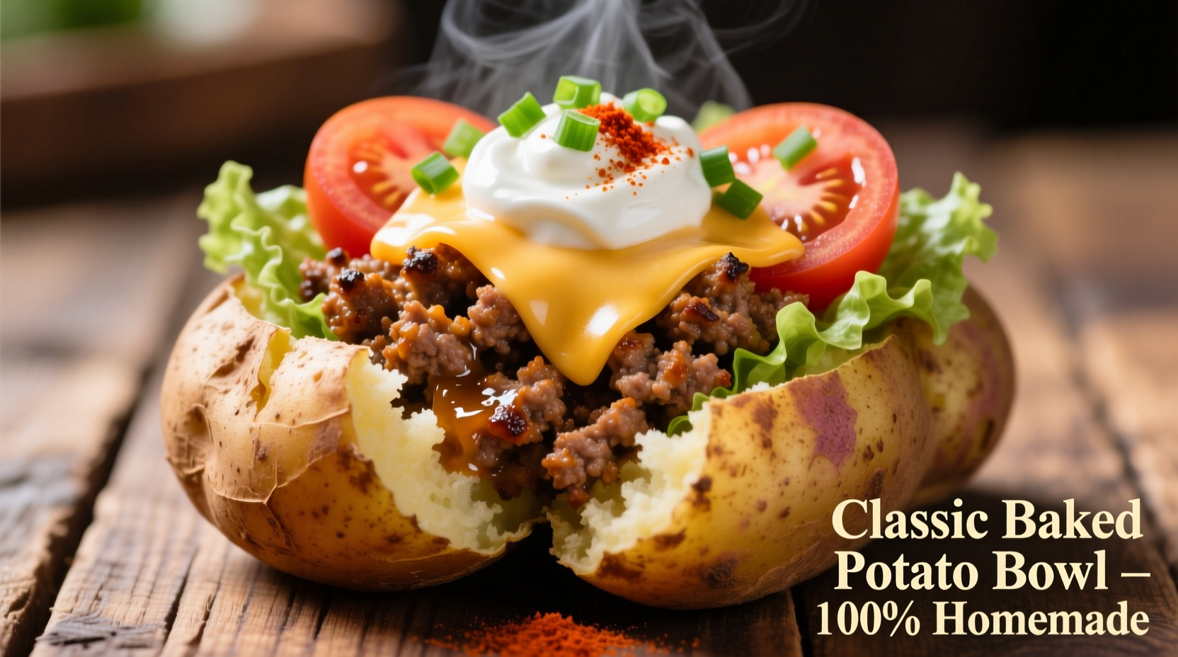 baked potato with hamburger meat