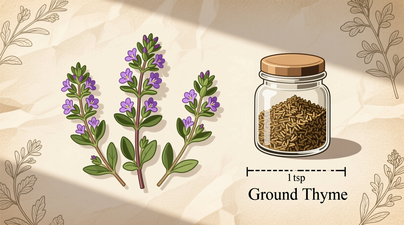 how much ground thyme equals fresh thyme