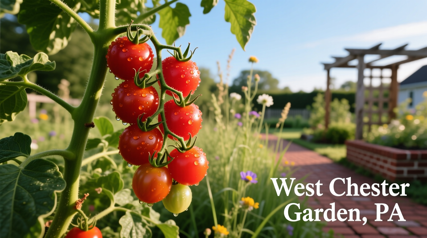 Currant tomatoes growing on vine in West Chester garden