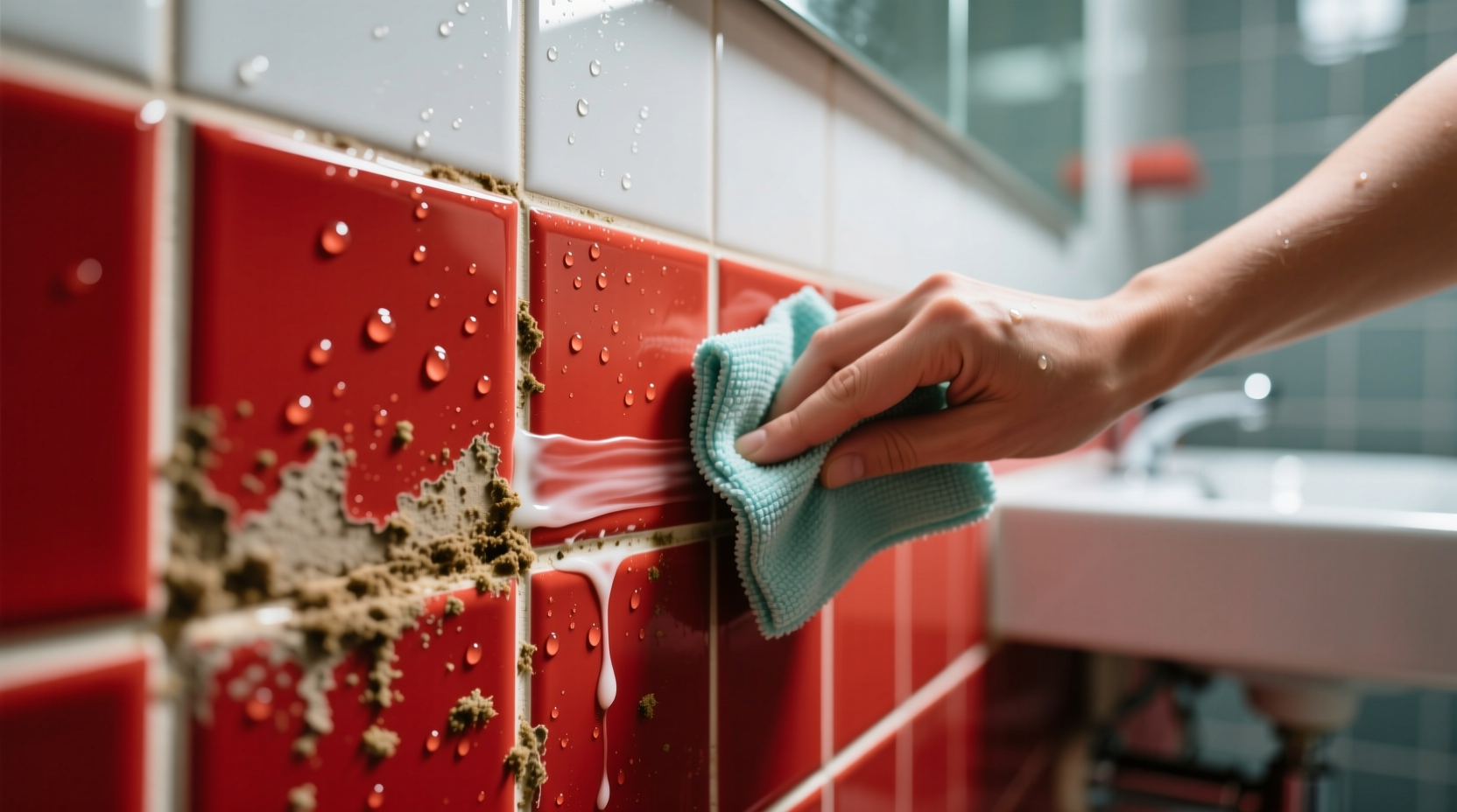 how to clean red tile grout