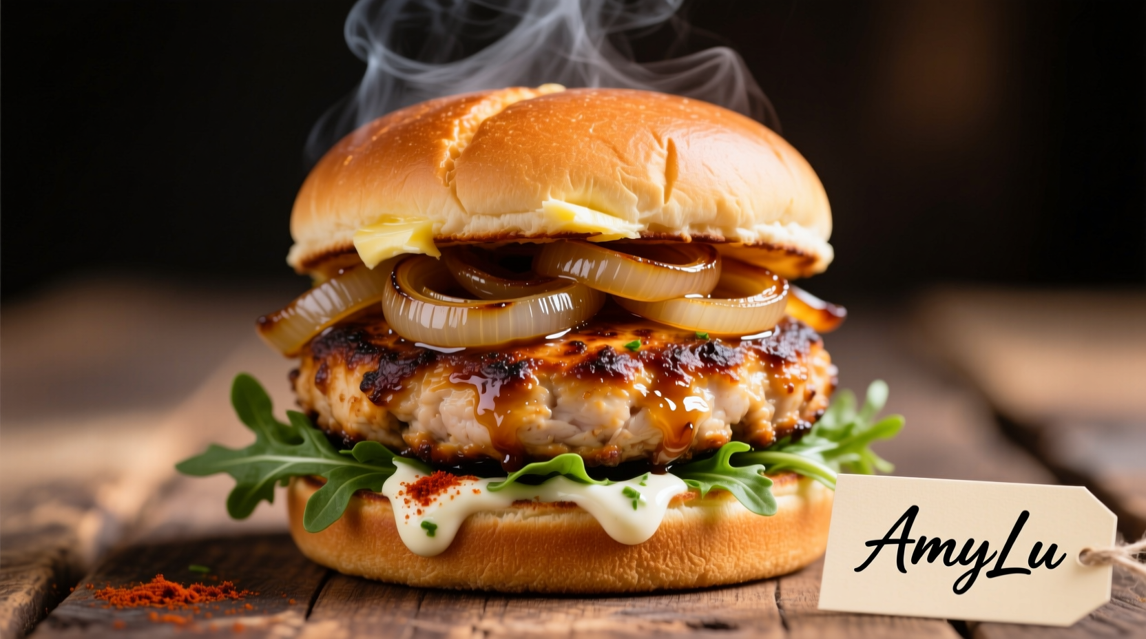 amylu caramelized onion chicken burgers