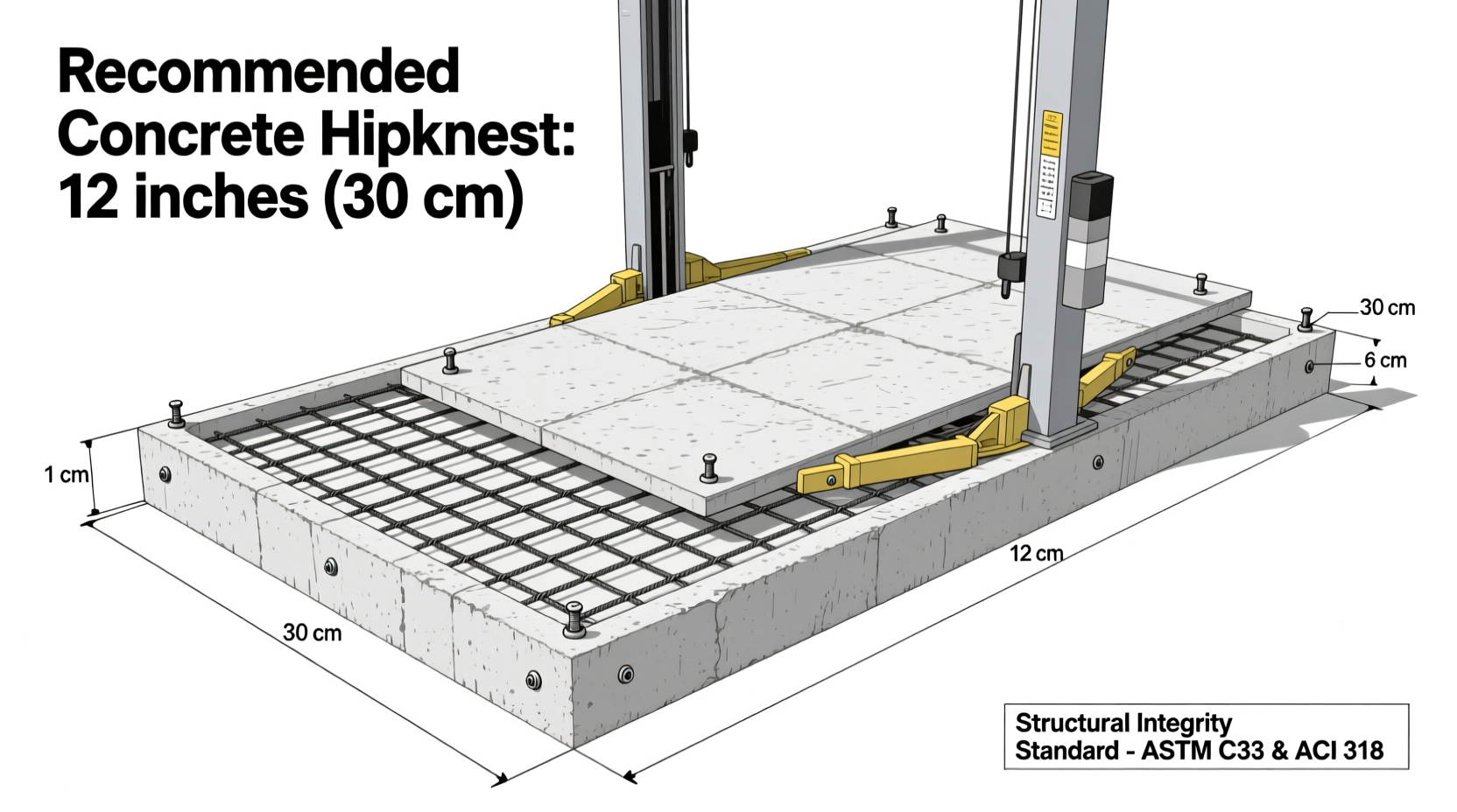 how thick concrete for car lift