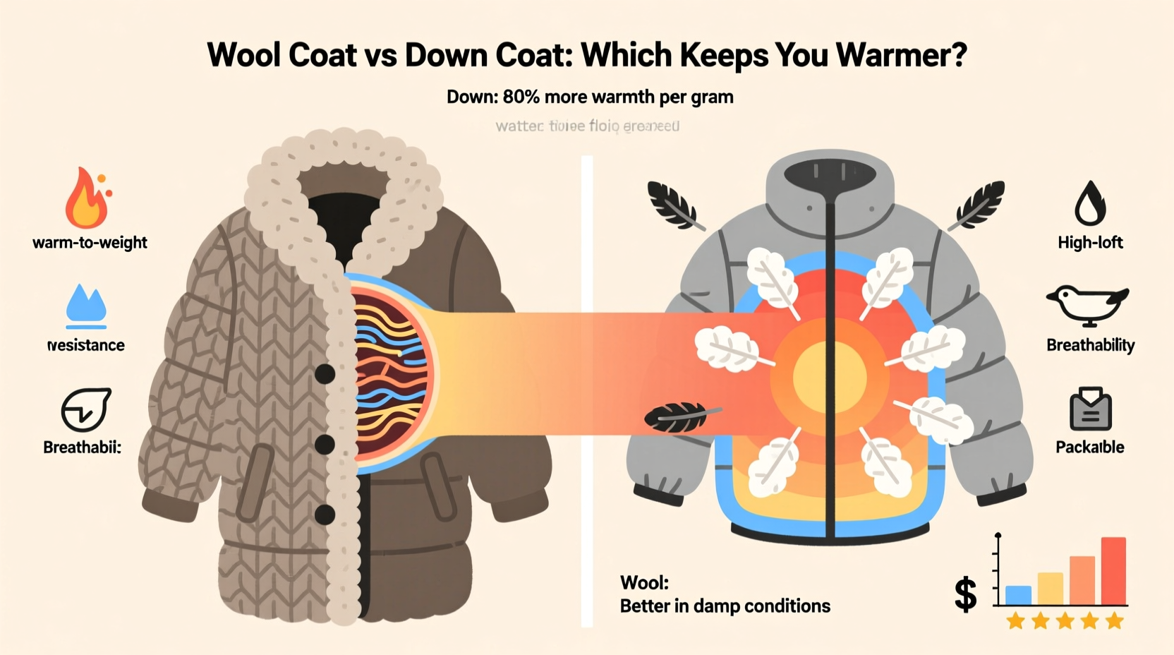 wool coat vs down coat which one actually keeps you warmer and is it worth the price difference