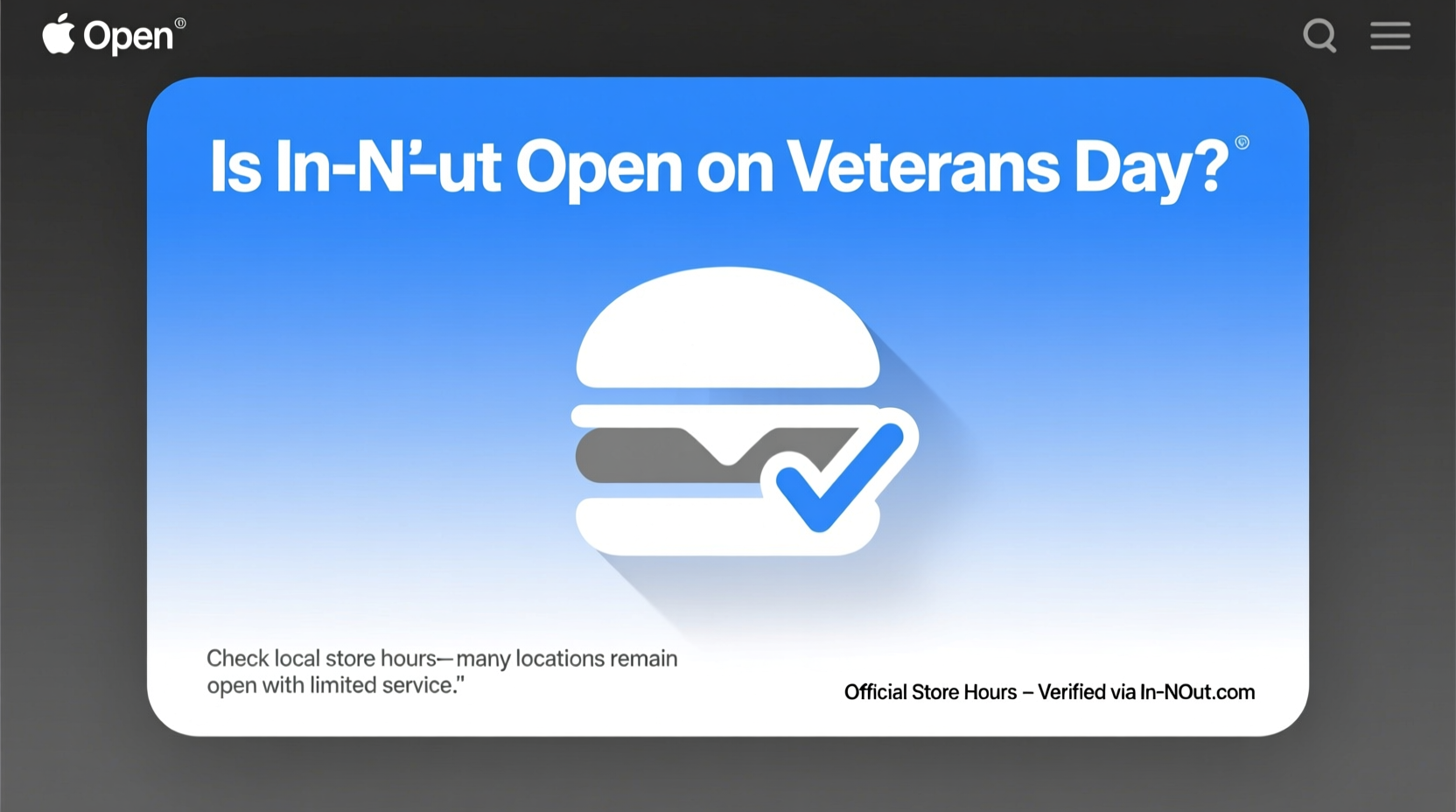 is in n out open on veterans day