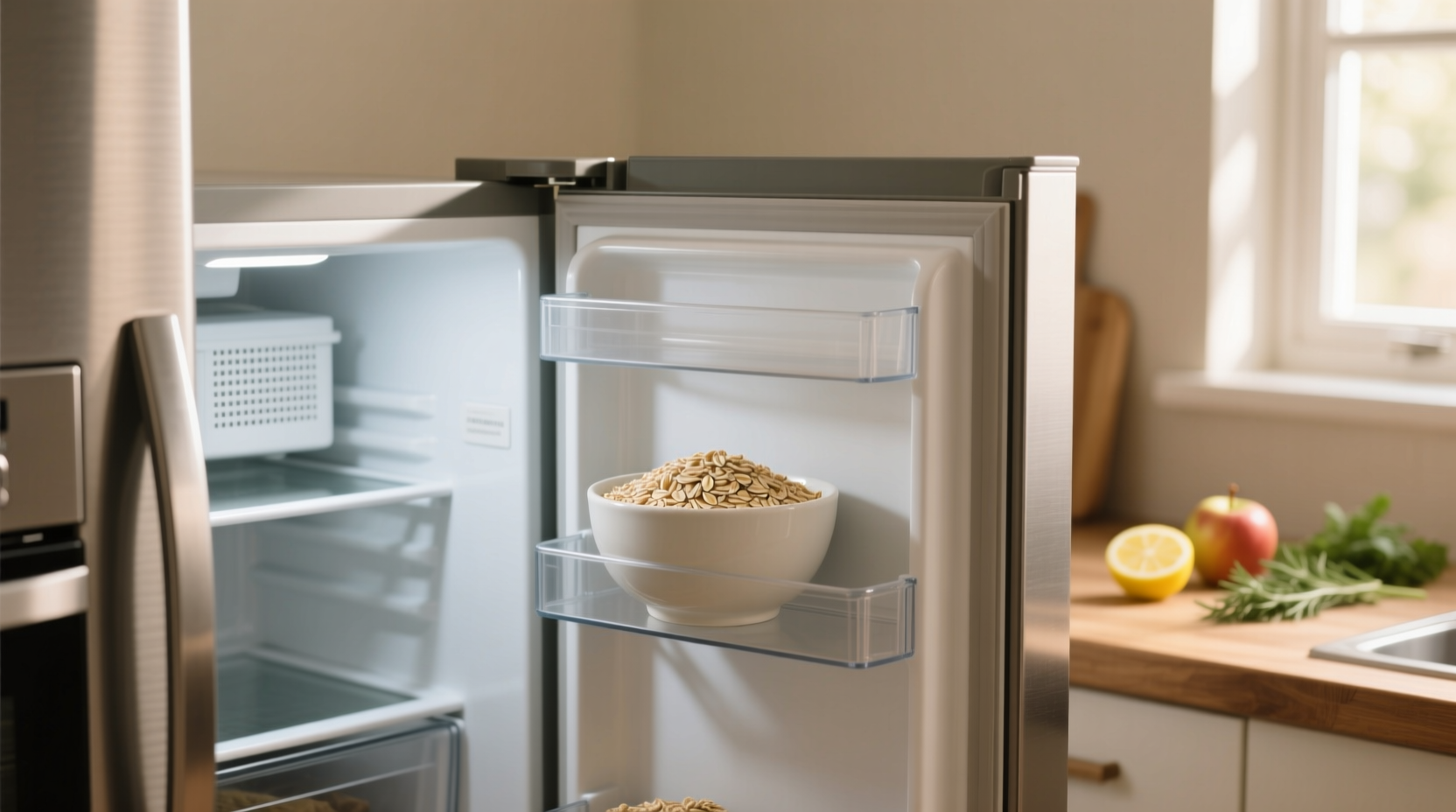 deodorize your fridge with a bowl of oatmeal