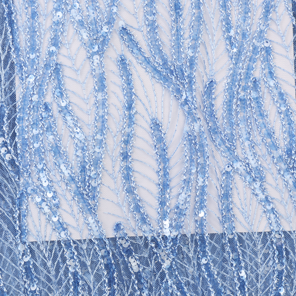 天蓝色蕾丝面料女士亮片薄纱非洲蕾丝面料非洲薄纱蕾丝面料xz3252b
