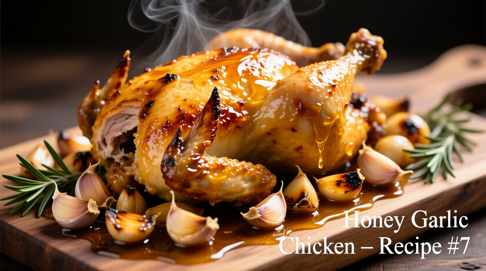 Golden honey garlic chicken with garlic cloves