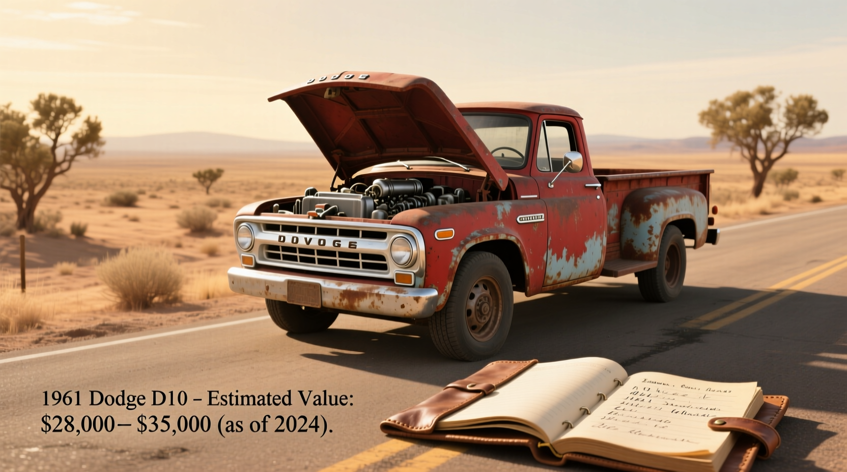 Restored 1965 Dodge pickup truck in silver and red with whitewall tires