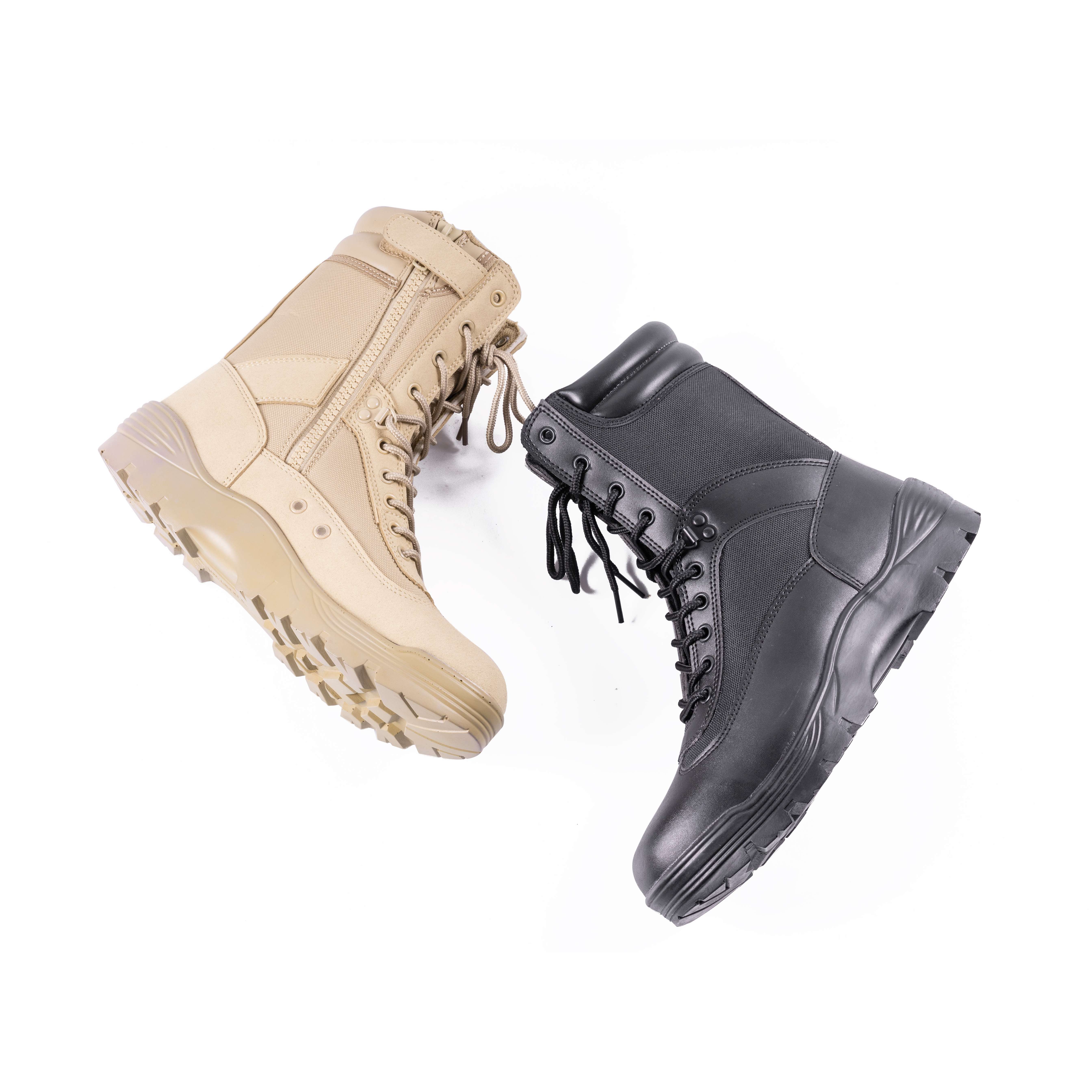 Men's Black Tactical Combat Boots With Zip Closure Eva Outsole