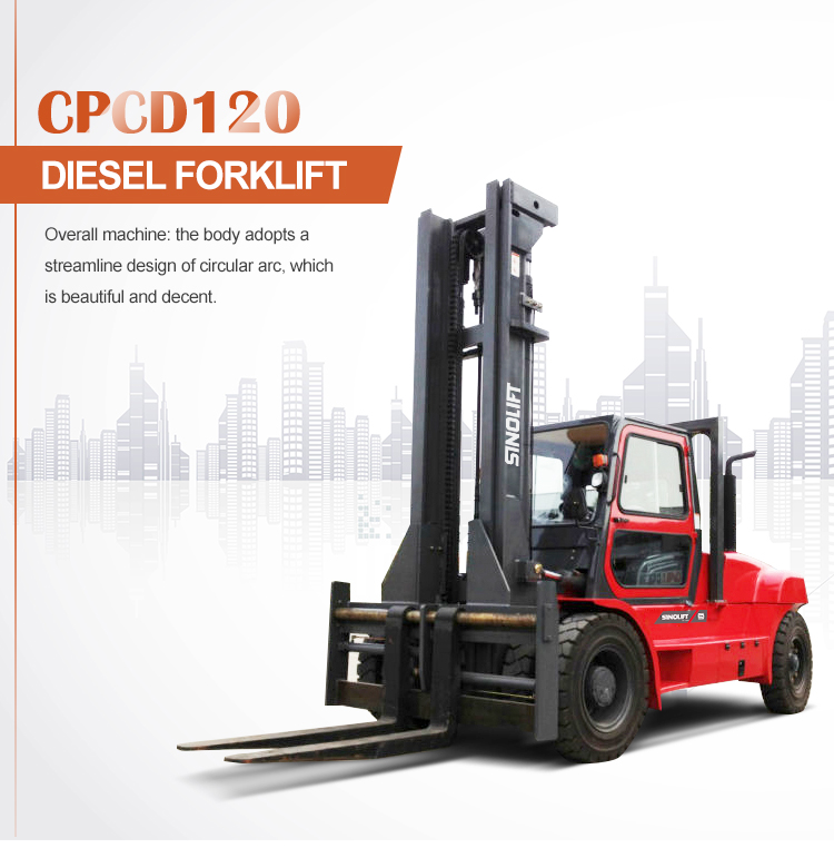 Sinolift CPCD120  12Ton Diesel Forklift with 3m two stage Wide-view mast