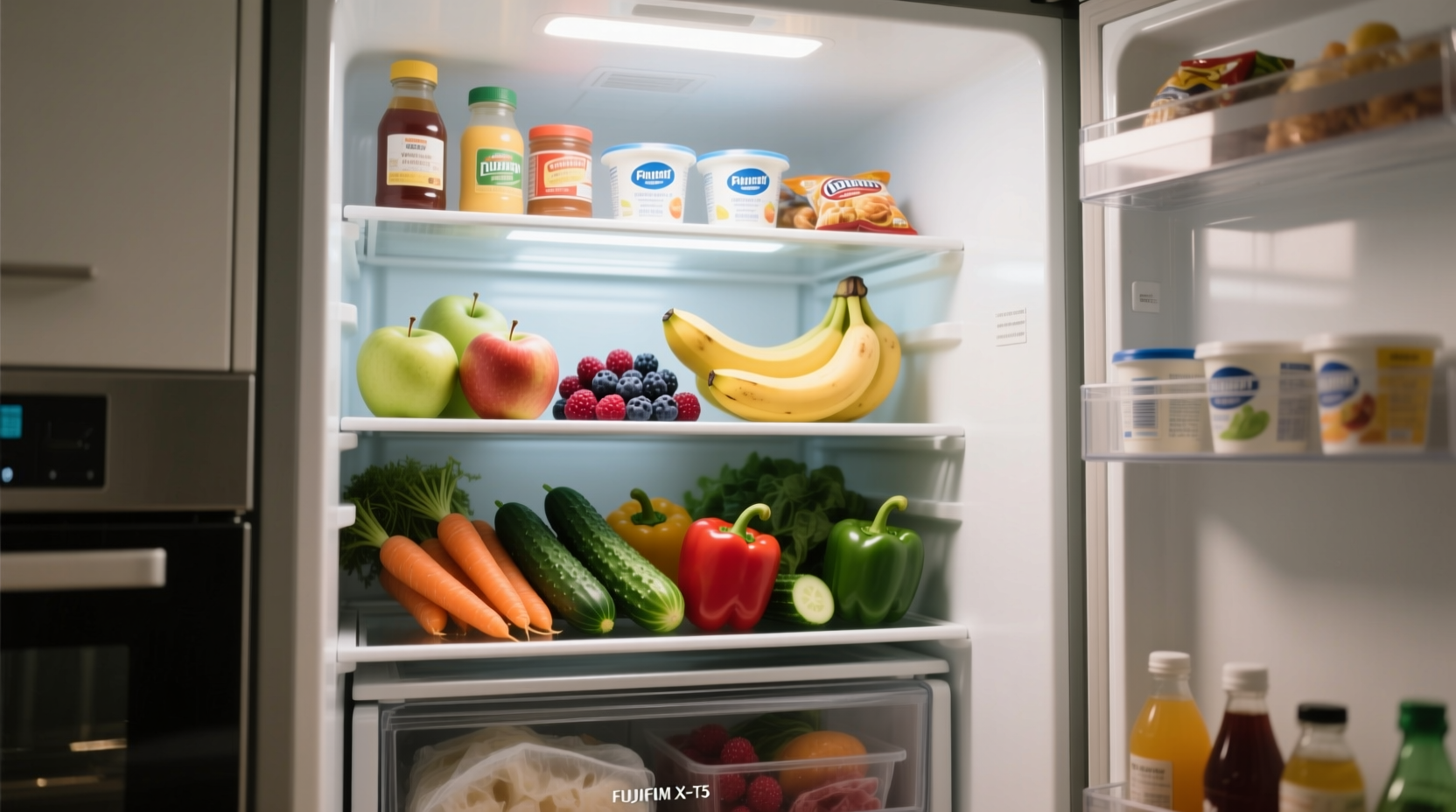 move healthier foods to the middle shelf in your fridg