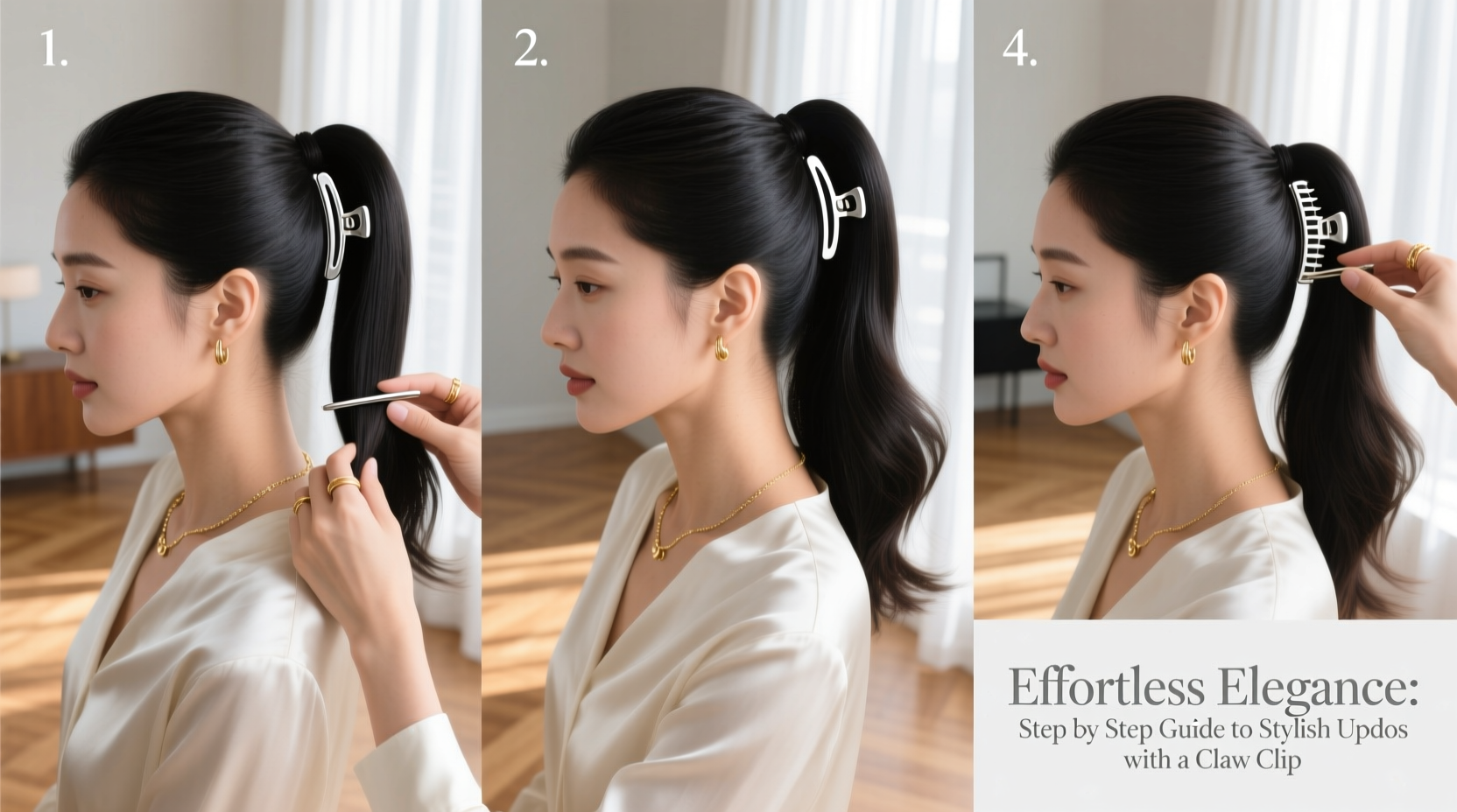 effortless elegance step by step guide to creating stylish updos with a claw clip