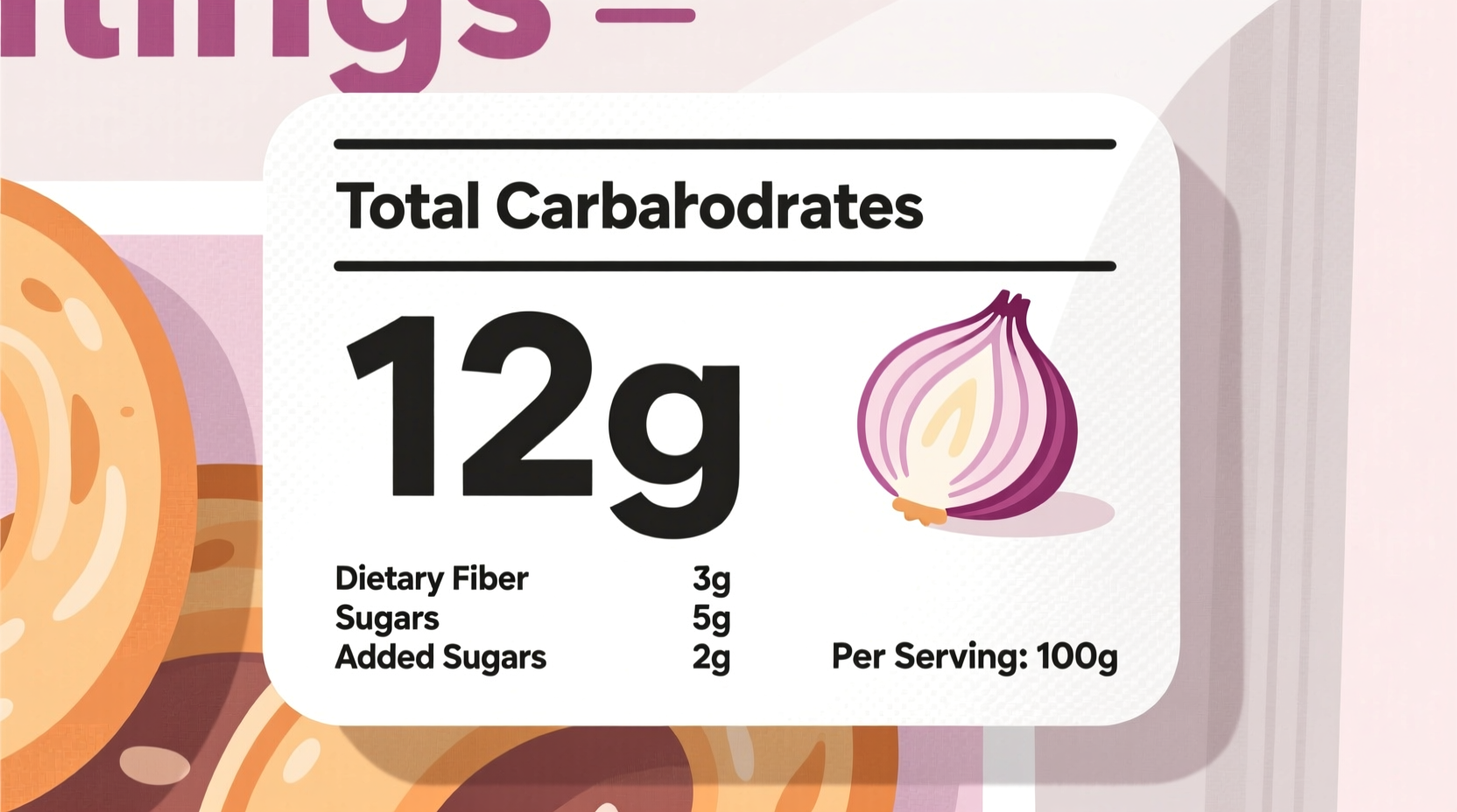 Nutrition facts label showing carb content in onion rings