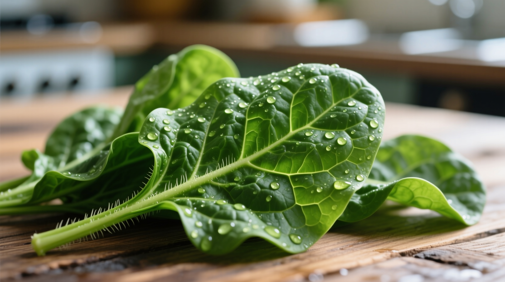 Fresh spinach leaves showing texture and color