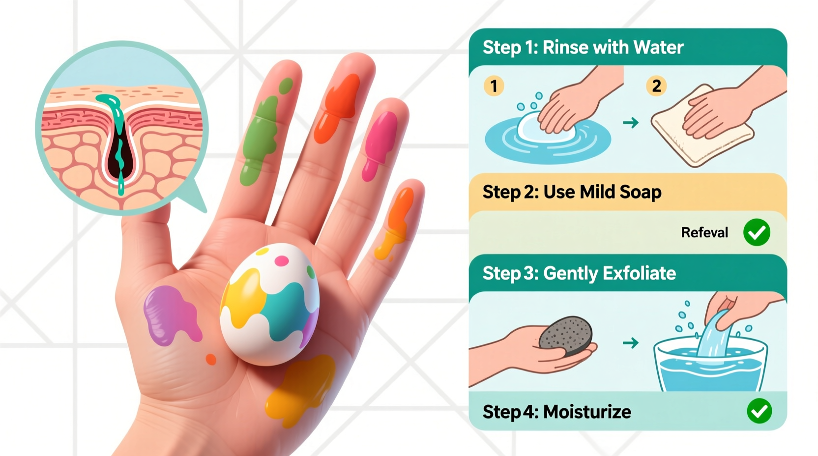 how to get easter egg coloring off skin