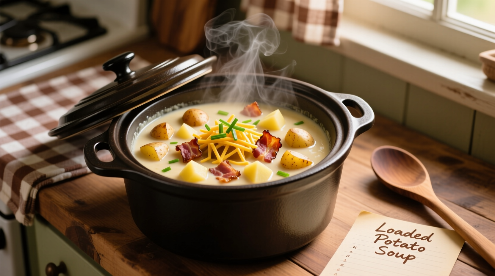 Perfect Crock Pot Loaded Potato Soup Recipe | 6-Ingredient