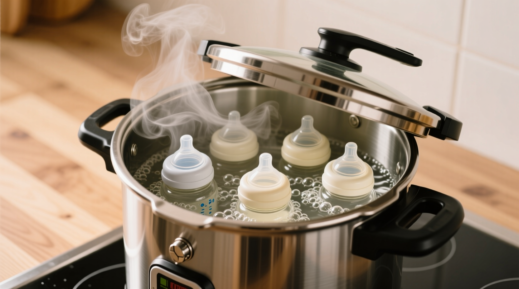 sterilize baby bottles quickly in a pressure cooker