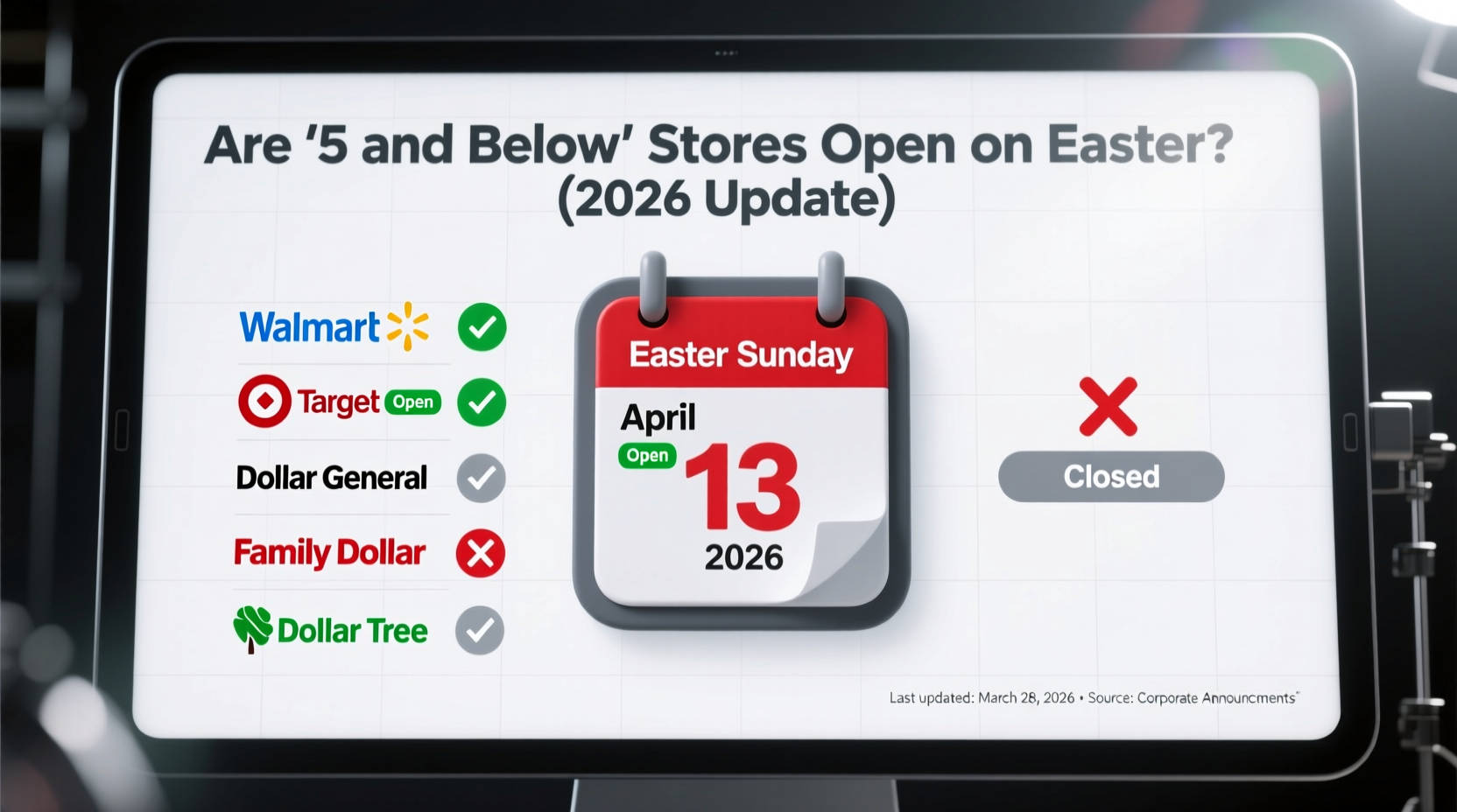 is 5 and below open on easter
