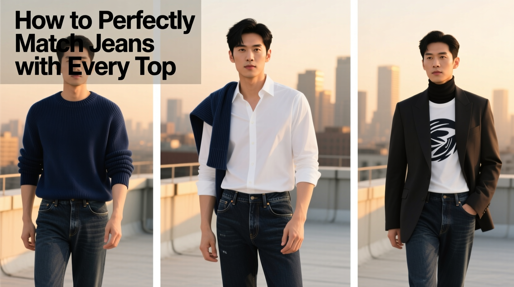 mastering style how to perfectly match mens jeans with every type of top