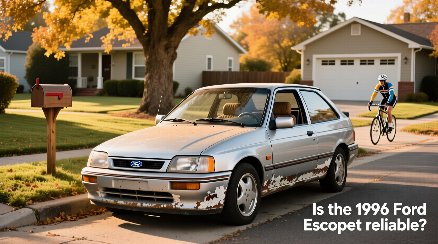 1996 Ford Escort hatchback parked on a suburban street