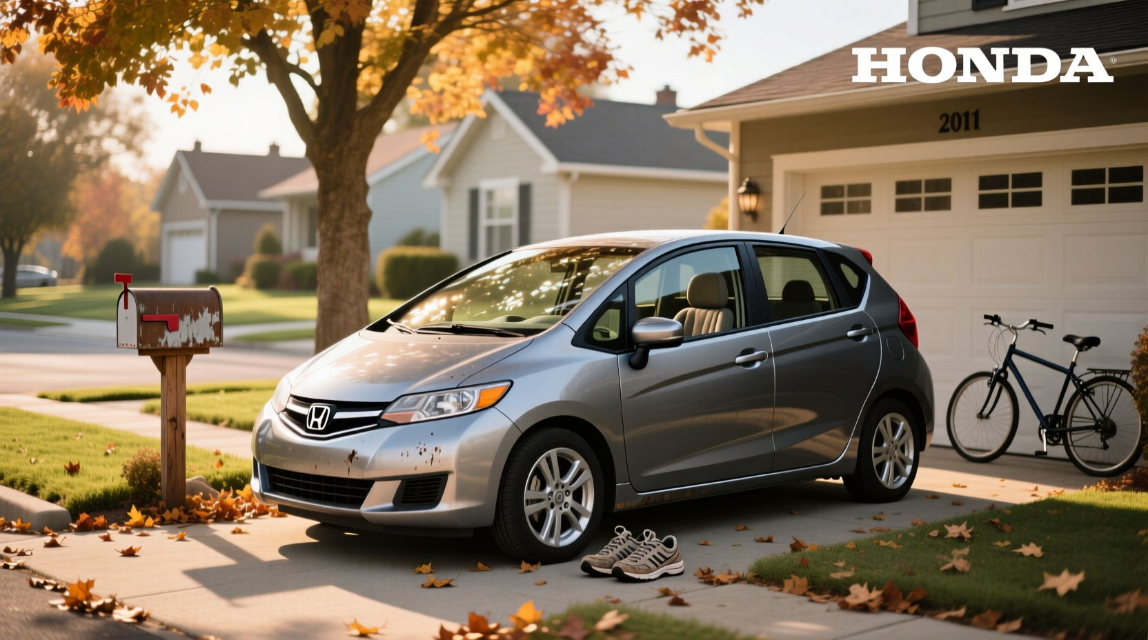 2011 Honda Fit hatchback parked on a quiet street